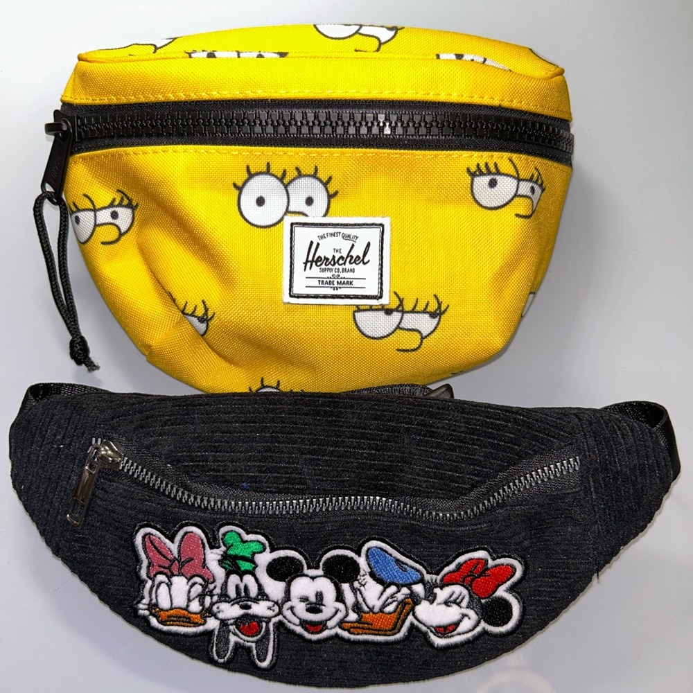Herschel x Simpsons Yellow Waist Bag โ Black Disney Embroidered Waist Bag - NWOT - Picture 3 of 7